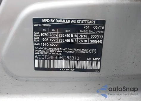 2017 Mercedes-Benz Gla 250 z USA, uszkodzony, nr VIN WDCTG4EB5HJ283313